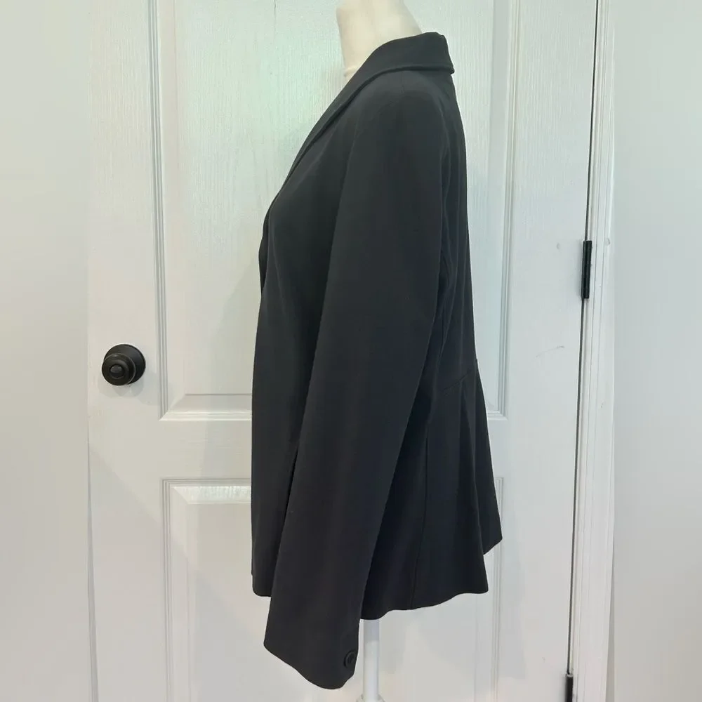 Eileen Fisher System Women’s Charcoal Gray Button Blazer Silk Lining Size Large - Picture 3 of 12